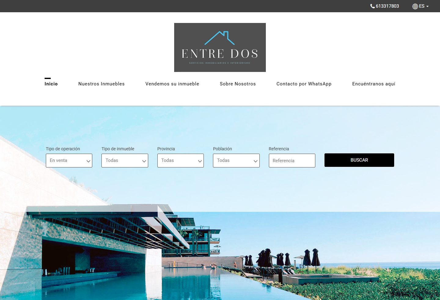 Homepage di Entre Dos Castellon con ricerca immobili