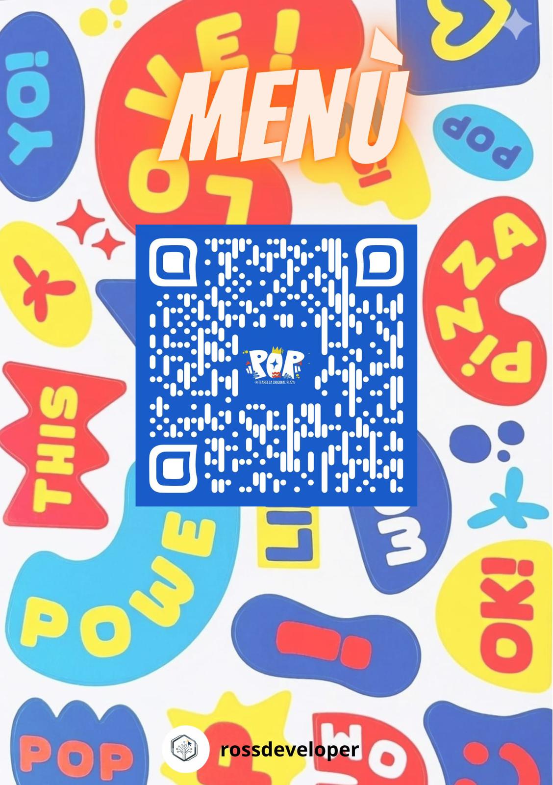 Menu originale della serata POP con QR code integrato